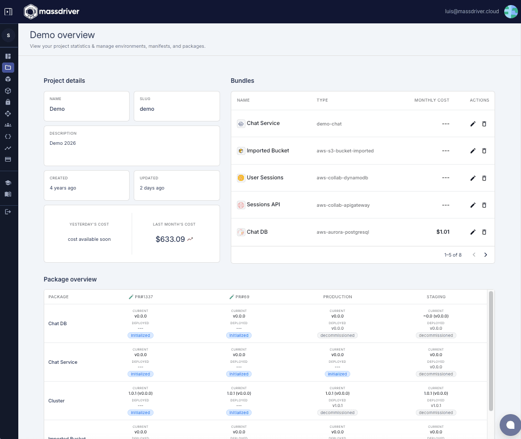 Massdriver Platform Update — November 2025 project-dashboard