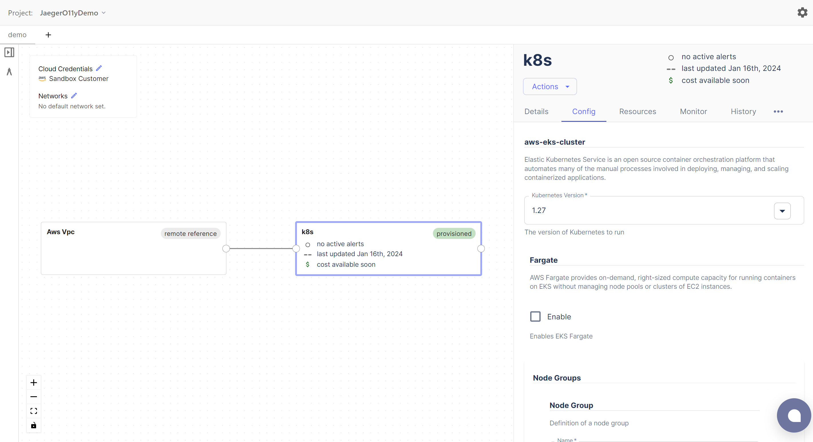 Simple AWS EKS setup on Massdriver using a remotely referenced VPC.